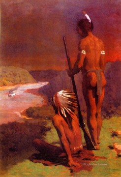 トーマス・ポロック・アンシュツ Painting - オハイオ州の自然主義者トーマス・ポロック・アンシュッツを語るインディアン